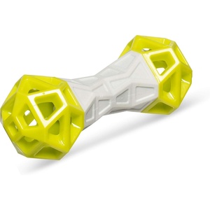image:imageMessy Mutts Totally Pooched Flex n Squeak Dumbbell  7 Foam Rubber Dog Toy with Squeaker  Made for Tough Chewers  Interactive Treat Puzzle for Dogs  GreyGreenGrey  Green