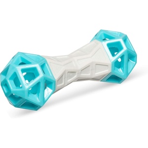 image:imageMessy Mutts Totally Pooched Flex n Squeak Dumbbell  7 Foam Rubber Dog Toy with Squeaker  Made for Tough Chewers  Interactive Treat Puzzle for Dogs  GreyGreenGrey  Teal